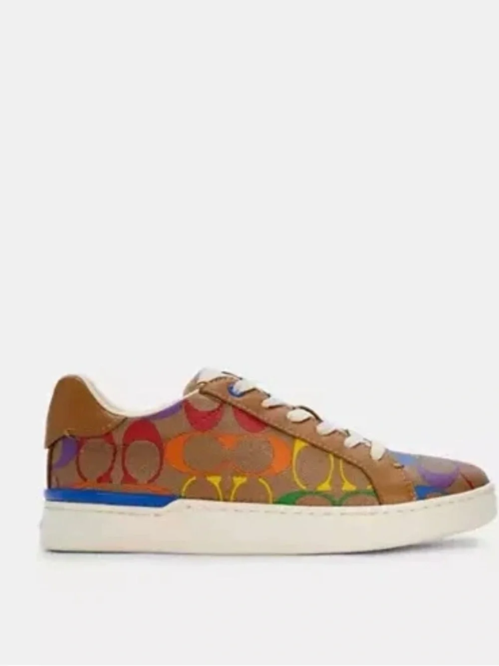 Coach Multicolor Logo Low-Top Sneaker in Brown, Orange, Red, Yellow, Blue - Picture 2 of 5